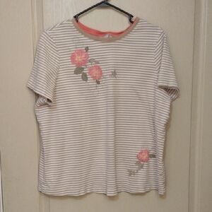 White Stag Boxy Embellished White and Gray Tee